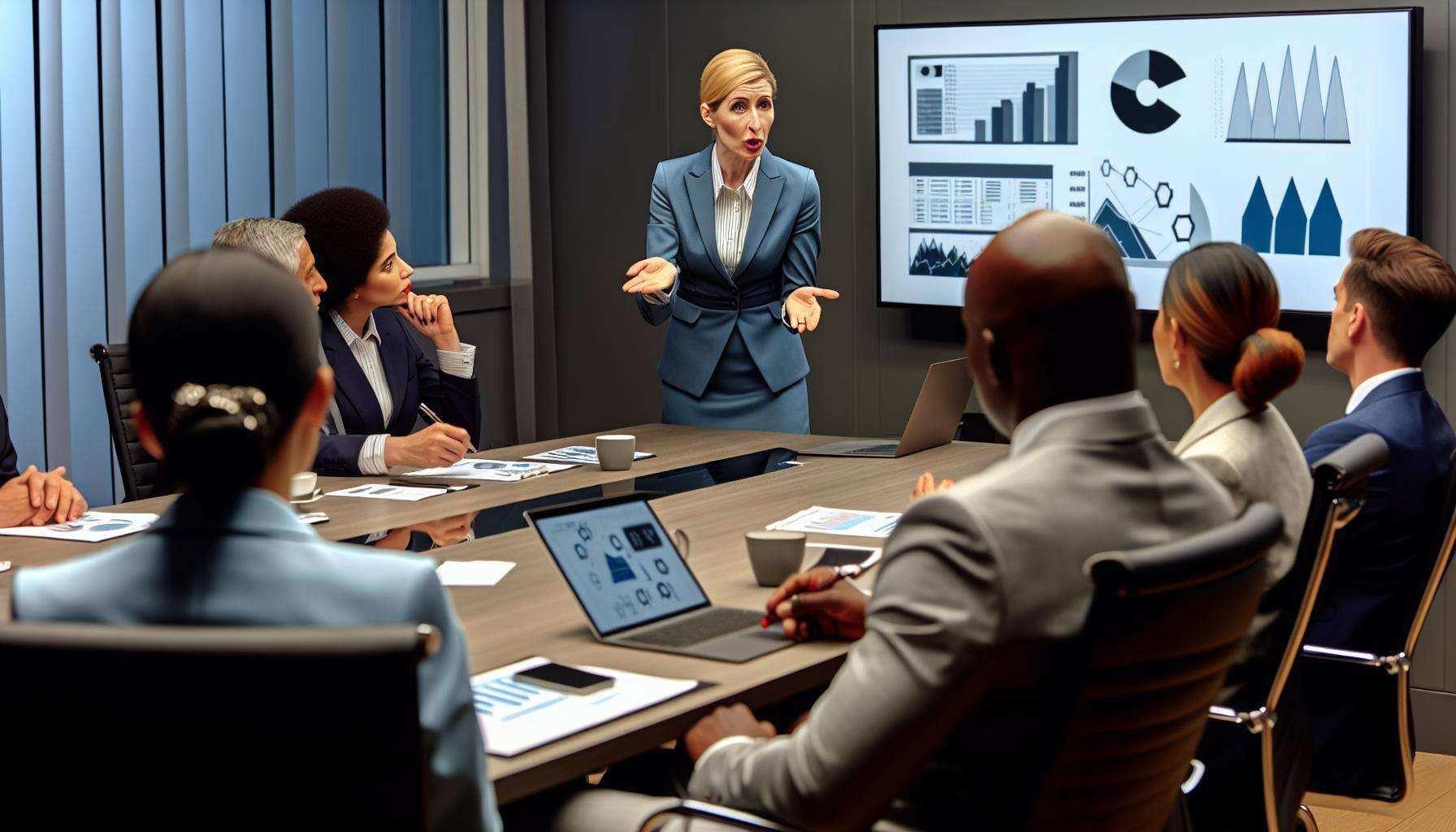 Chief Information Security Officer at a board meeting giving a presentation