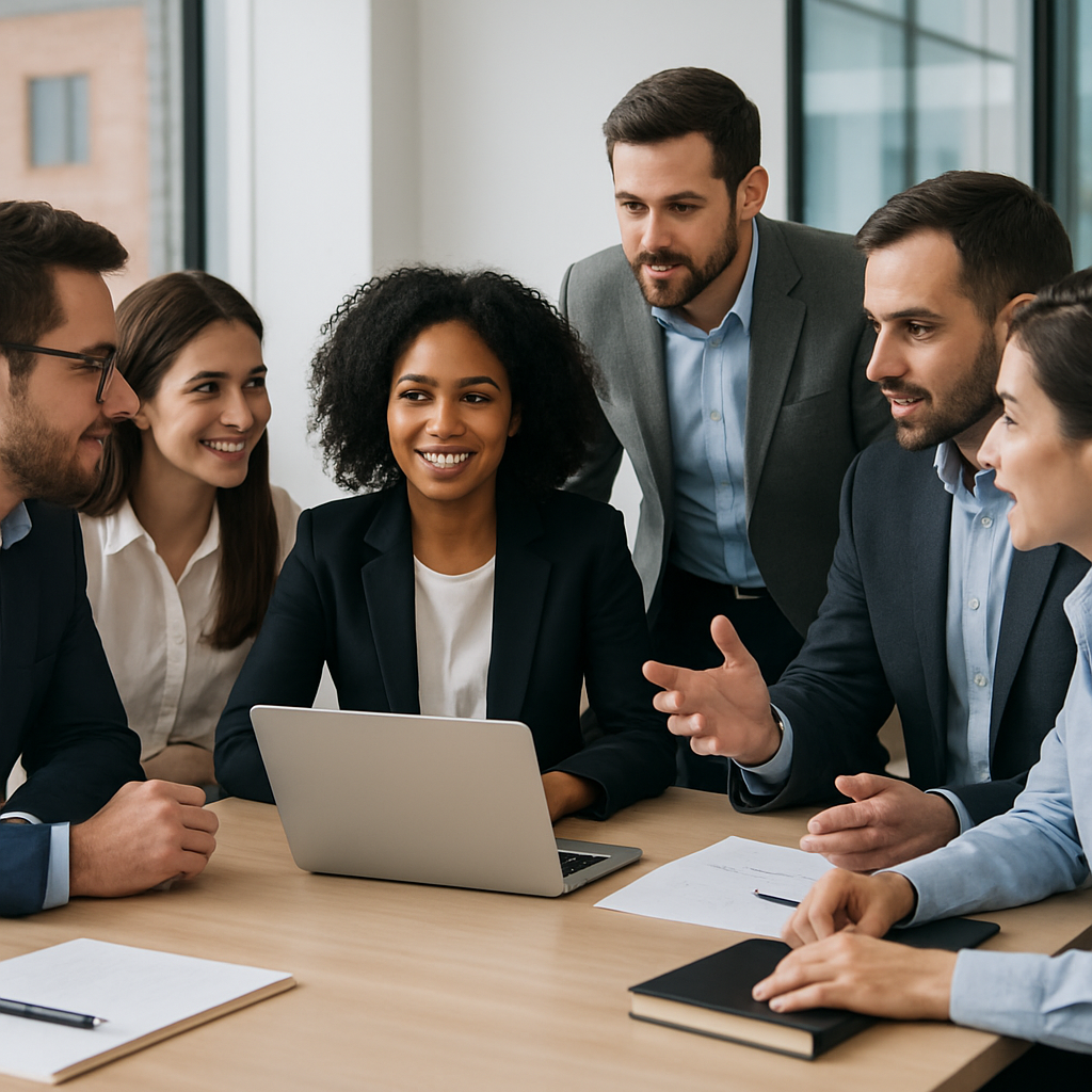 cyber advisors key vCISO deliverables - image shows a professional team of 6 talking around a desk