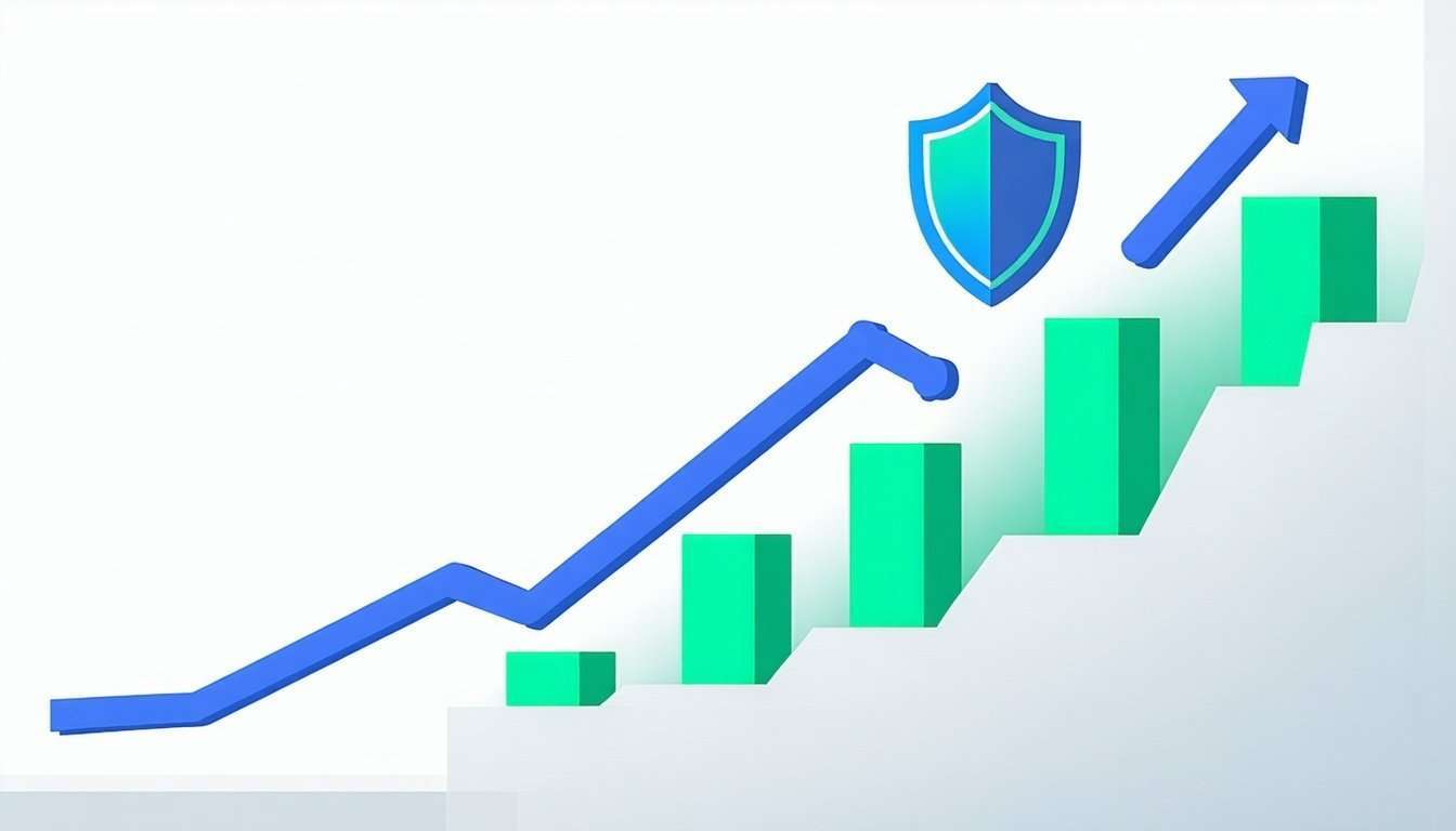 A growing business represented by a graph with a s